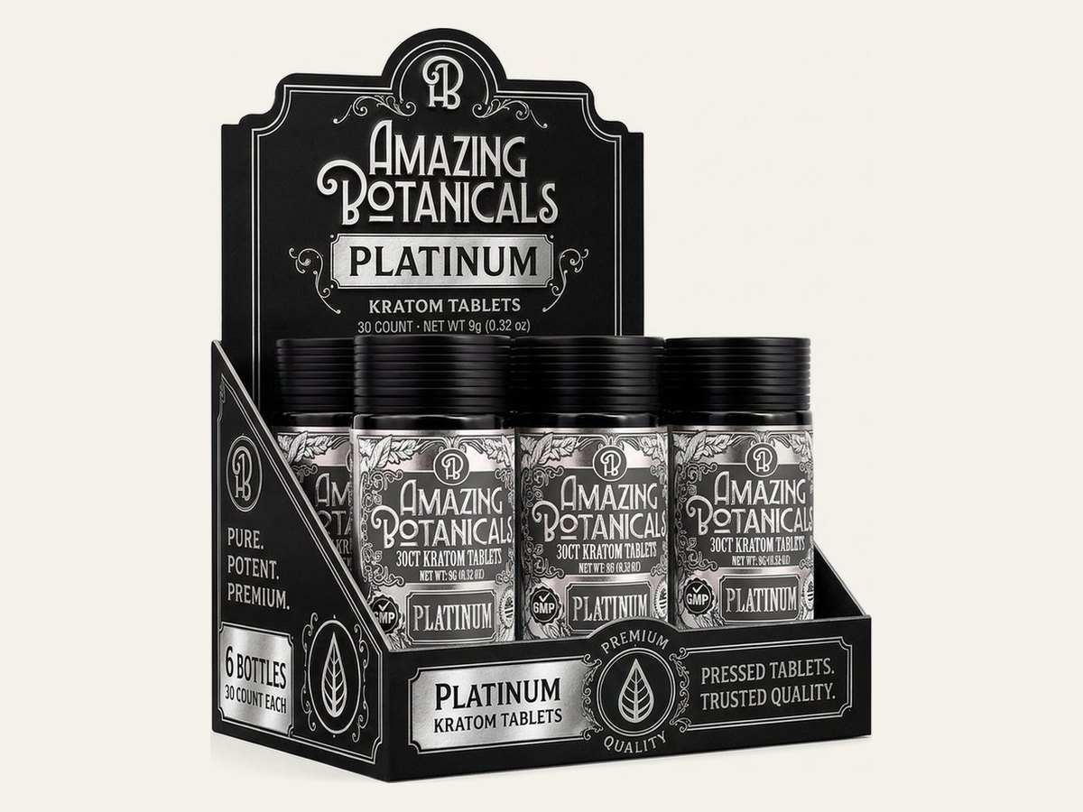 Amazing Botanicals kratom extract tablets 6-count display box